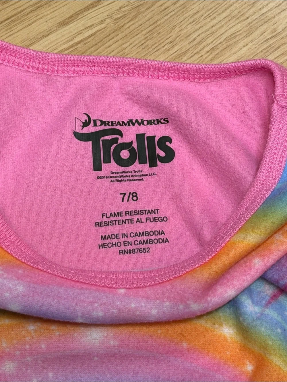 DreamWorks Trolls Girls 7/8 Pink Fleece Pajama Set Poppy Branch Rainbow 2pc